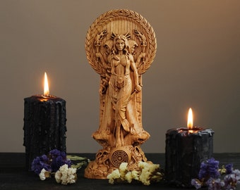 Hecate statue, Greek goddess, hexe for pagan home altar, statue Hecate key