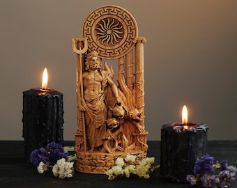 Hades-staty – grekisk underjordens gud | Träfigur
