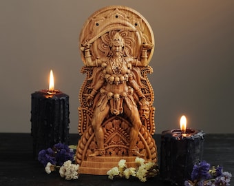 Kali Statue – Hindu Goddess of Power & Transformation | Wooden Figurine