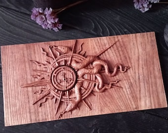 Handmade Lilith Sigil Wooden Altar: Wicca Witch Decor