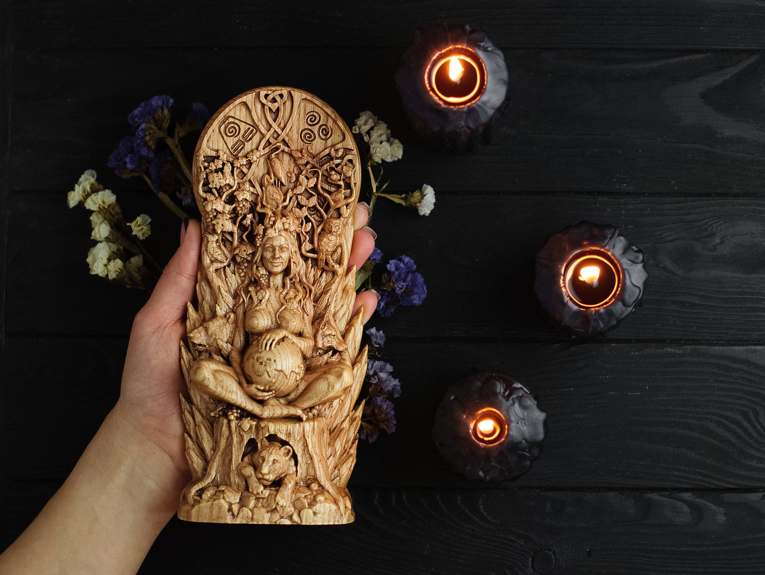 Gaia, Goddess statue, Wiccan Goddess statue, altar, witch,Nature, mother earth Dryad