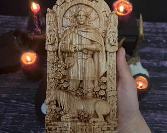 Baldr Statue Wooden, Norse Pagan God Ash Wood Carving Viking Decor Asatru Altar