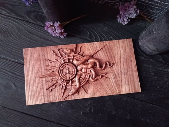 Handmade Lilith Sigil Wooden Altar: Wicca Witch Decor