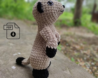 Crochet Meerkat Pattern PDF, Plush Standing Animal Amigurumi