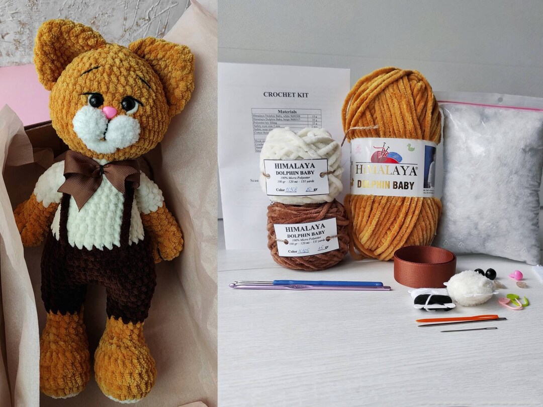 DIY Cat Crochet Kit for Beginners With Yarn Amigurumi Handmade Craft