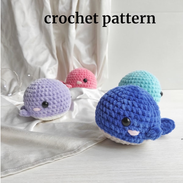 Crochet whale pattern - PDF tutorial - amigurumi whale - no sew pattern