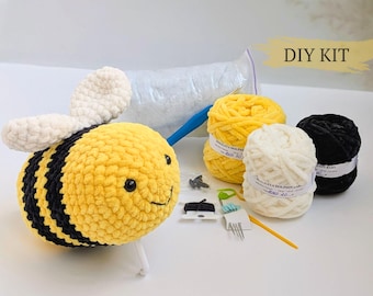 Kit de crochet abeille en peluche, projet débutant abeille amigurumi