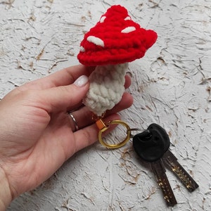 Mushroom keychain - plush keychain