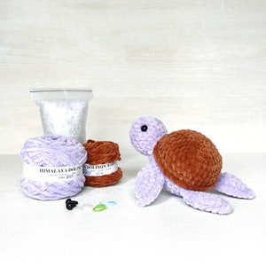 Turtle crochet kit - amigurumi kit - beginner crochet kit - no sew pattern