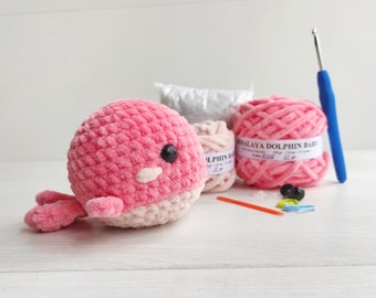 Whale crochet kit - diy amigurumi - no sew crochet pattern - hand made