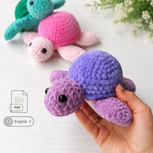 Turtle crochet pattern PDF with step by step photos detailed instructions and beginner friendly tutorial