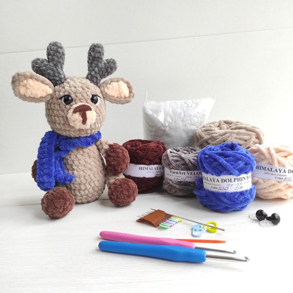 Christmas Crochet Beginner Kit DIY Crochet Knitting Kit Wool Yarn