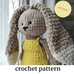 Low-sew amigurumi - Crochet bunny pattern - amigurumi rabbit - plush bunny crochet - tutorial pdf