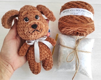 DOG crochet kit for beginner - amigurumi puppy - DIY craft