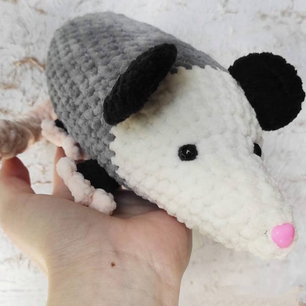 Opossum crochet patterns amigurumi - Plush possum pattern crochet -  beginner amigurumi pattern pdf - primitive crochet stuffed animal - DIY