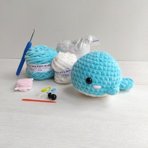 Beginner Crochet Kit Whale, DIY Crochet Kit, Easy Crochet Starter