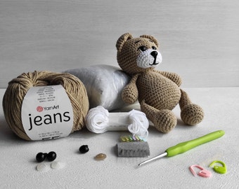 Häkelset Bär - Amigurumi-Set für Anfänger - Teddybär - DIY - Basteln