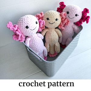 AXOLOTL crochet patterns - amigurumi Plush - pattern pdf -  crochet cute stuffed animal - DIY gift for baby - craft axolotl