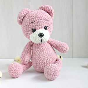 Large Pink Crochet Teddy Bear, Handmade Plush Amigurumi Toy, Soft Gift for Kids & Plush Lovers (30 cm)