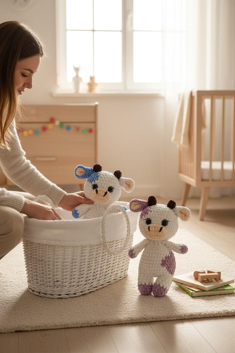 Plush Cow Crochet Kit with Pattern and Materials, Beginner Friendly DIY Toy for Cozy Craft Evenings image 12