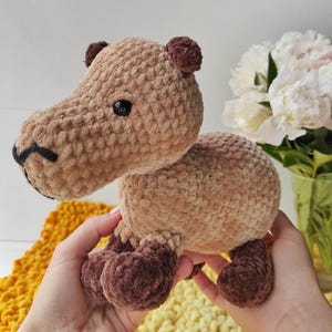 Plush capybara toy - handmade stuffed animal - soft kawaii gift for kids & adults - cute brown rodent plushie - cozy animal friend