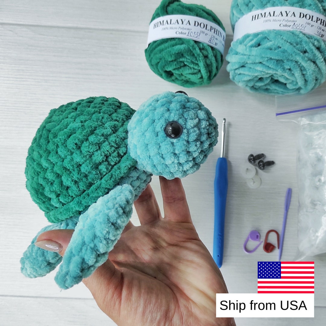 Turtle Crochet Kit Diy Amigurumi Easy Crochet Pattern Etsy