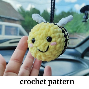 NO-SEW - Bee crochet patterns - amigurumi car accessories -  Plush bumble bee pattern crochet -  amigurumi pattern pdf