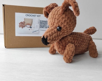 Teckel haakpakket voor beginners - amigurumi hond - DIY - knutselen