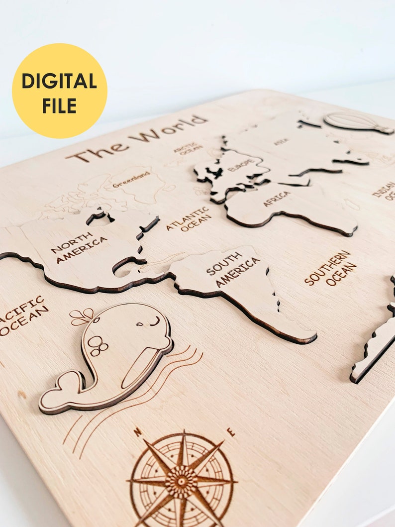 Laser Cut File World Map Puzzle SVG DXF DWG Ai Digital Cut Etsy Australia