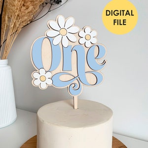 Laser Cut Files Groovy Cake Toppers Daisy First Birthday SVG, DXF, DWG ...