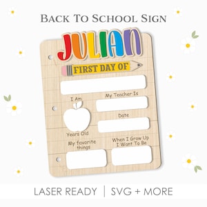First Day and Last Day of School Sign SVG, Interchangeable Dry Erase Board Laser Cut File, Back to School Photo Prop, Digital Download