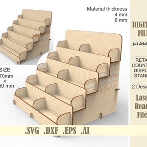 Présentoir de comptoir de vente au détail SVG, DXF, DWG, fichier Ai découpé au laser, présentoir de foire artisanale Glowforge, téléchargement numérique