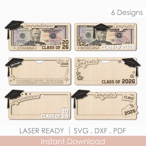 Examenspengar SVG-paket, klass 2026-pengarhållare laserskuren fil