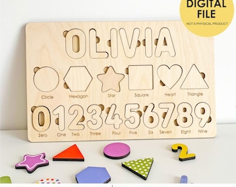 Montessori Kids Name Puzzle SVG, Personalized Toddler Educational Gift Laser File
