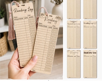 Personalized Reading Log SVG Bundle, Book Tracker Bookmark, 6 Laser Engraving Designs for Book Lovers