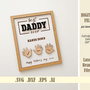 Arquivo SVG de corte a laser para o Dia dos Pais, o melhor pai de todos os tempos, download digital Glowforge, sem dúvida, presente de Dia dos Pais de crianças, presente de avô para o pai