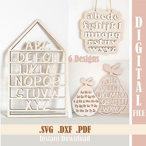 Alphabet SVG Bundle, Letters for Kids Room Decor, Playroom or Nursery Decor, Classroom Wall Art Laser Cut Files, Glowforge Cricut Download