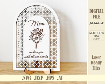 Laser Cut File Mothers Day Present SVG Glowforge Mothers Day Gift Digital Download Engraved Flowers for Mom Gift for mum