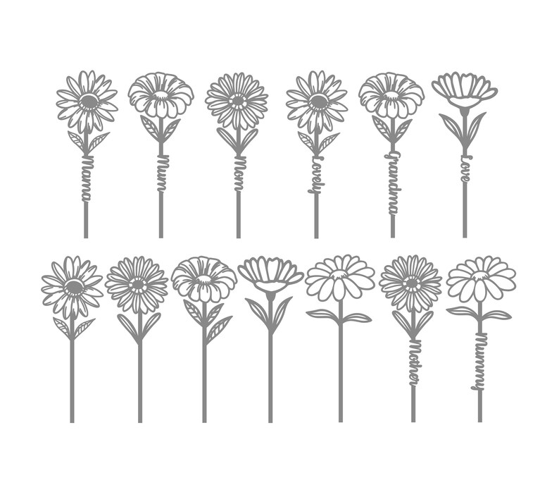 Standing Daisy SVG Bundle, Mother's Day Flowers, Mom Flower Gift Laser Cut File Glowforge image 5
