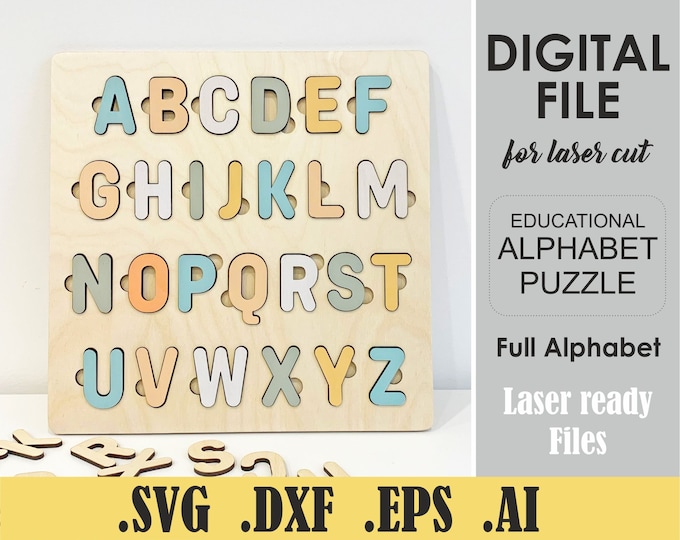Alphabet Puzzle SVG, A-Z Letters Puzzle, Digital Files for Laser ...