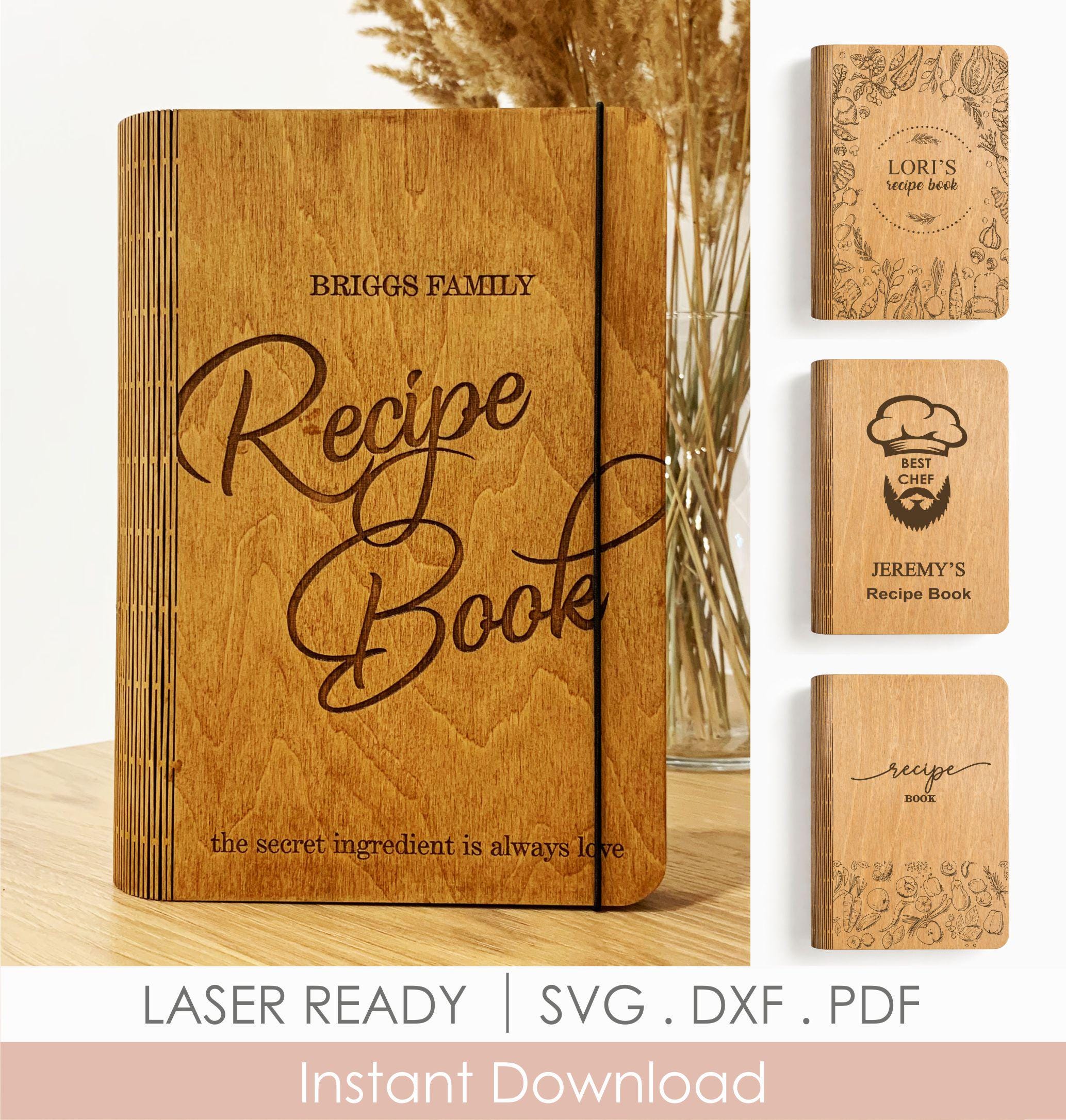 Personalized Cookbook Cover SVG Bundle, Custom Recipe Binder Laser ...