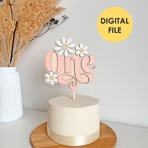 Laser Cut Files Groovy One Cake Topper Daisy First Birthday SVG, DXF ...