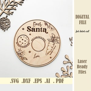 Lieber Weihnachtsmann Tablett SVG, Laser geschnittenes Weihnachtsmann Tablett, Weihnachtstablett SVG-Dateien, Weihnachtsmann Kekstablett, Milch für den Weihnachtsmann, Glowforge Cricut Digitaler Download