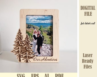 Our Adventures Photo Frame SVG, Valentine Couples Slotted Picture Frame Laser Cut Files, Valentine's Day gift lasercut Digital download