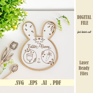 Osterhase Leckerli Tablett SVG, Laser Cut Datei Ostern Leckerbissen, personalisierte Hase förmige Serviertablett, Ostern Dekor Digitaler Download
