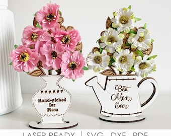 Best Mom Ever Flower Holder SVG, Hand-Picked for Mom Gift from Kids Laser File