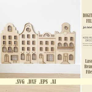 Casas Decoración de la habitación de los niños Archivo cortado con láser, Casas de Navidad svg, Decoración de la casa de Navidad, Glowforge Digital Descargar Cabecero Cama del niño