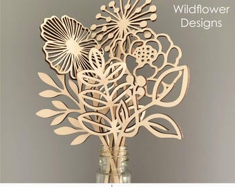 Wildflowers SVG Bundle Laser Cut File, Wood Florals Mothers day gift, 20 Designs