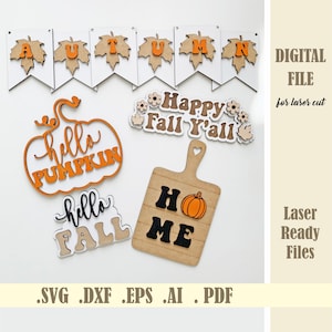 Pumpkin Tier Tray svg, Autumn Tier Tray Decor, Hello Fall Sign, Laser cut File, Thanksgiving Tier Tray svg, Fall Harvest, Hello Pumpkin Svg