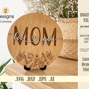 Moederdagcadeau SVG Glowforge moederbord cadeau lasergesneden bestand moeder van dochter, digitale download cadeau moeder van kinderen, oma teken